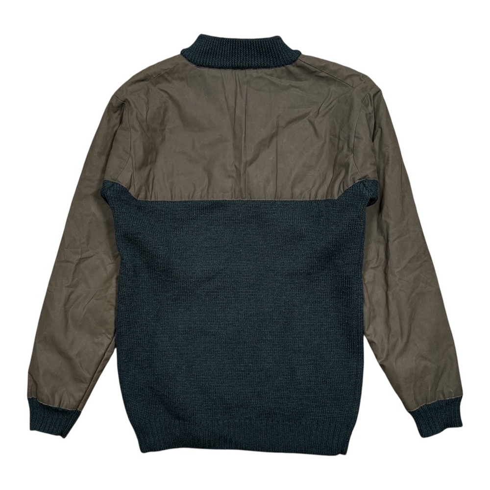 CC Filson Waterfowl Wool Waxed Canvas 1/4 Zip Green Sweater Mens Small - Picture 2 of 11